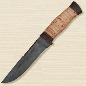 Нож «Пират» Н55, сталь черный дамаск (У10А-7ХНМ), рукоять: текстолит, береста наборная